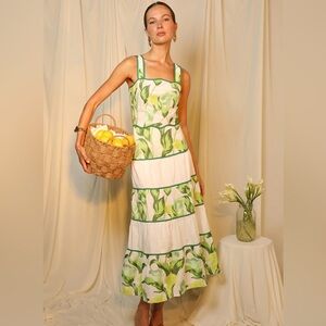 Adelyn Rae Green Floral Maxi Dress